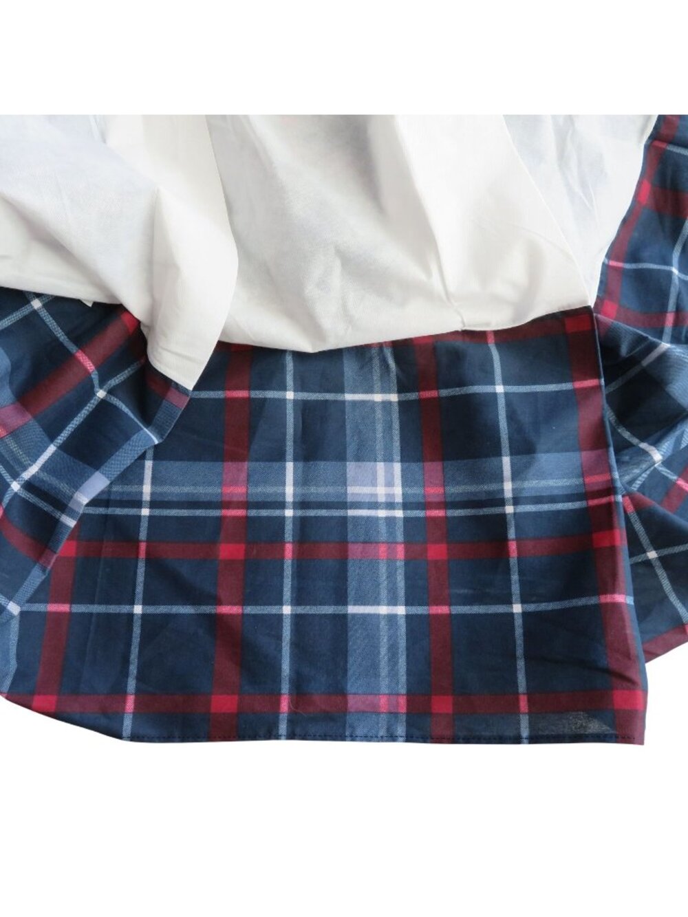 Vintage Springs King Size Plaid Bed Skirt Red Navy 13" Drop Country Made In USA